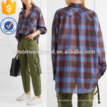 Oversized Checked Wool-blend Shirt Manufacture Wholesale Fashion Women Apparel (TA4130B)